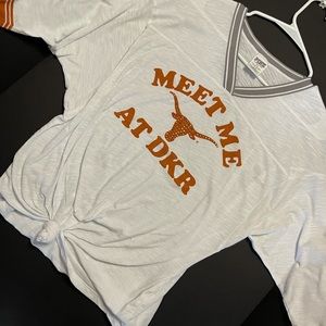 PINK University of Texas Quarter Sleeve Front Knot (optional) Tee